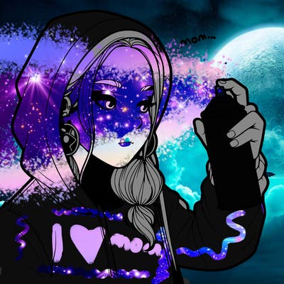 a realistic girl, spray painting