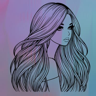 realistic girl with long realistic hair