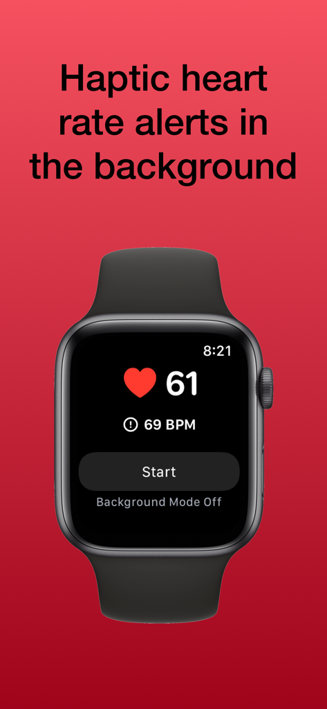 Beat Watcher app on Apple Watch showing real-time heart rate monitoring and threshold alert settings.