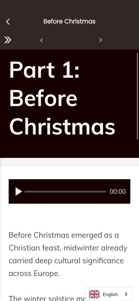 Epiqon - Microlearning lesson interface in the Epiqon app featuring a historical story and audio player.