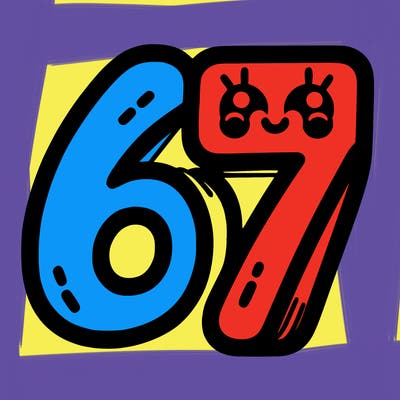 the numbers 67