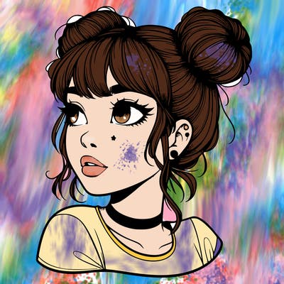 realistic girl with spacebuns