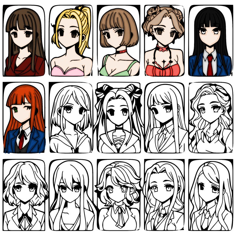 girls that look diffrent anime