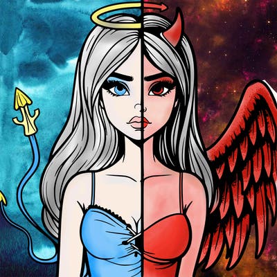 devil vs angel realistic girl