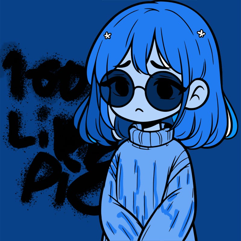 sad girl with glasses in a sweater
