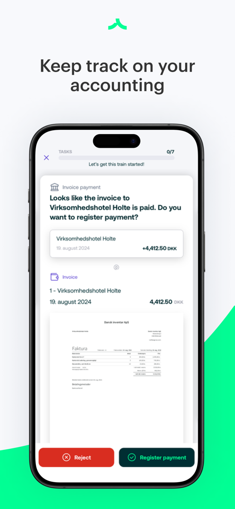 Billy Accounting Software mobile app interface for registering paid invoices