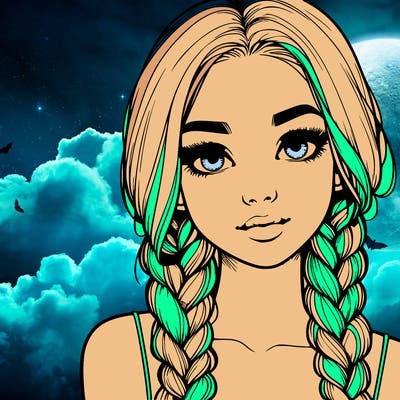 realistic girl with braids