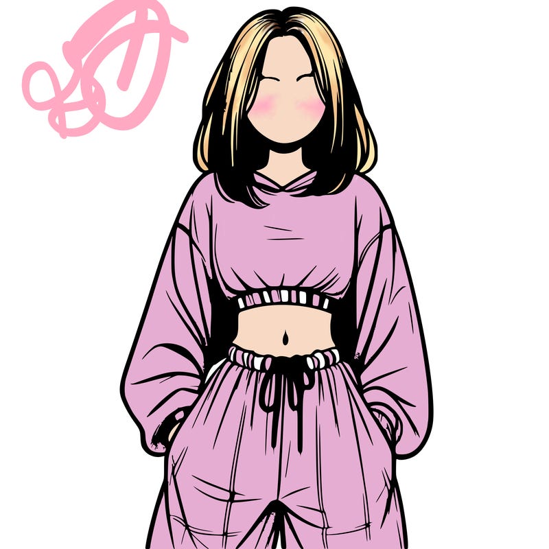 realistic girl faceless with baggy pants and a crop top