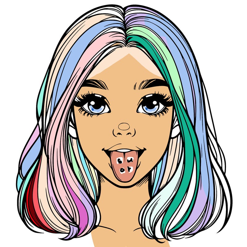 realistic girl with her tongue out