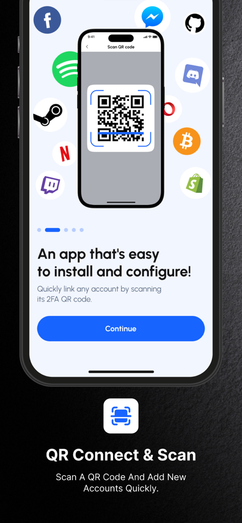 2FA Authenticator™ MFA Authy - QR code scanner interface for linking accounts in the 2FA Authenticator app