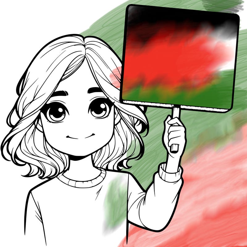 realistic girl holding up a sign