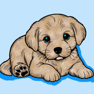 a cute realistic puppy