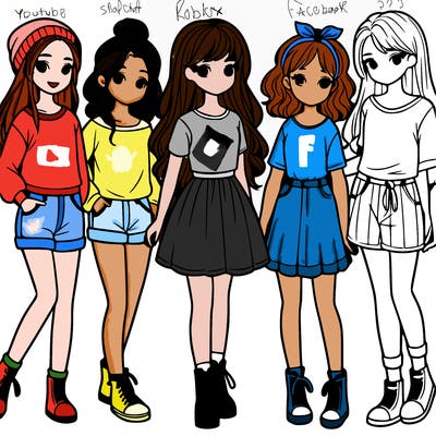 a group of five girls