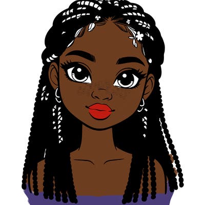 a realistic black girl with braids
