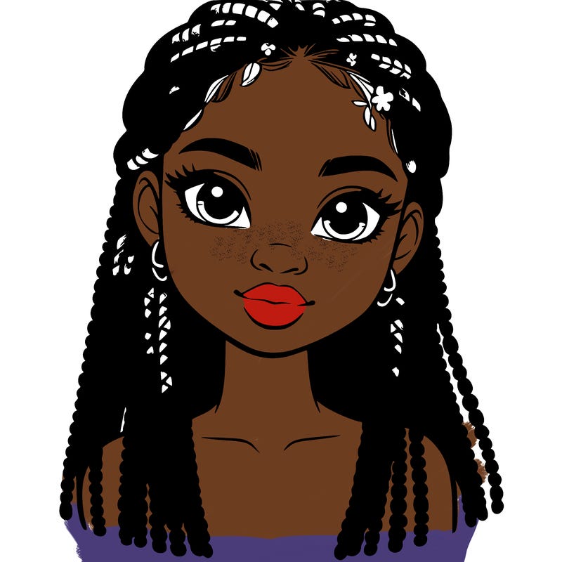 a realistic black girl with braids