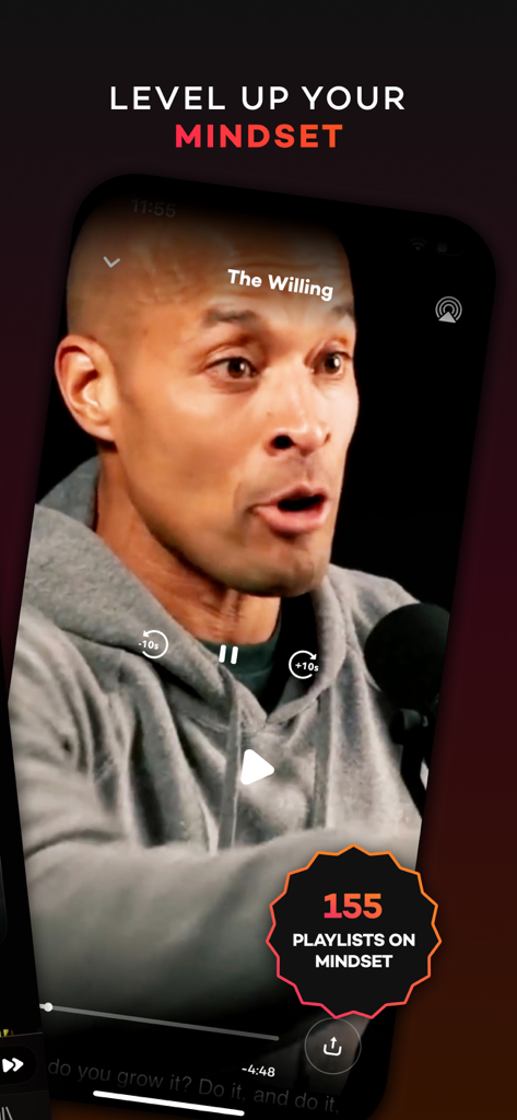 Motivation: daily Peptalk - A motivational video player in the Peptalk app with the text Level Up Your Mindset