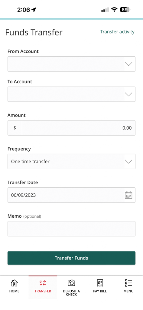 Cathay Bank - Cathay Bank mobile app interface for transferring funds between accounts with fields for amount and frequency