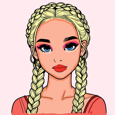 realistic girl with braids