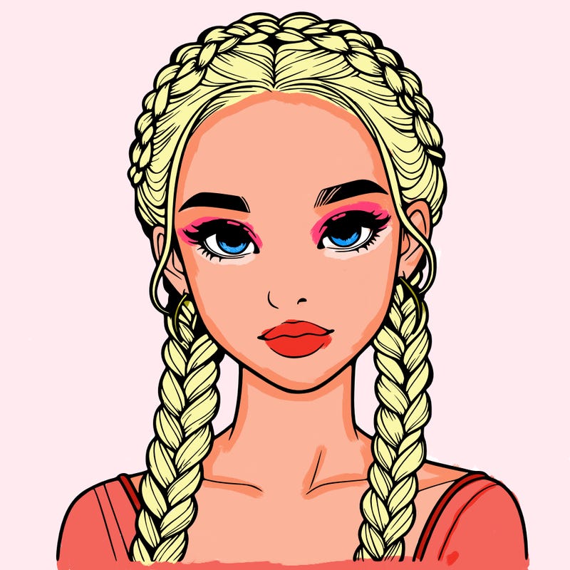 realistic girl with braids