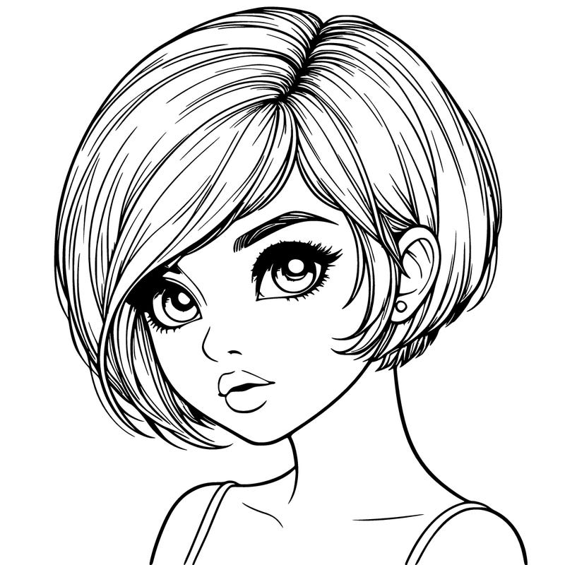 realistic girl with really short hair