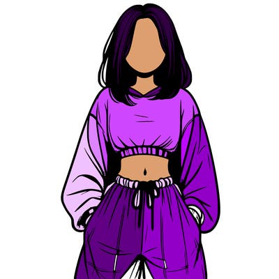 realistic girl faceless with baggy pants and a crop top