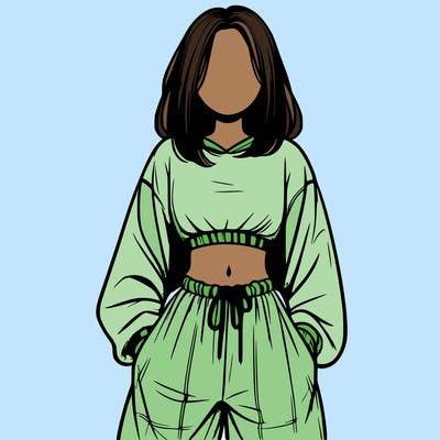 realistic girl faceless with baggy pants and a crop top