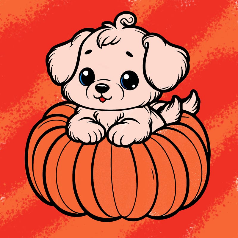cute little puppy in a pumpkin