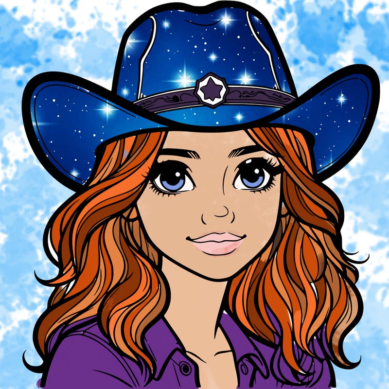 western realistic girl wearing cowboy hat