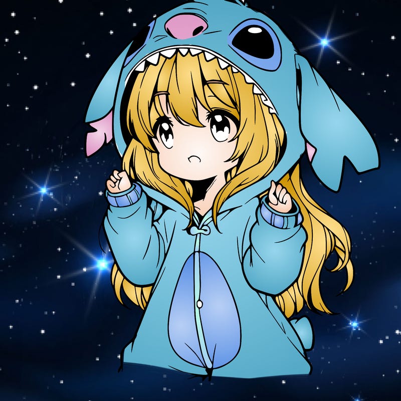 anime girl in a stitch onsie
