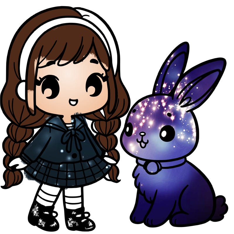 a girl and a bunny