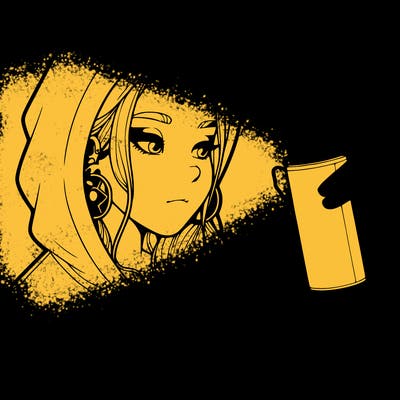 a realistic girl, spray painting