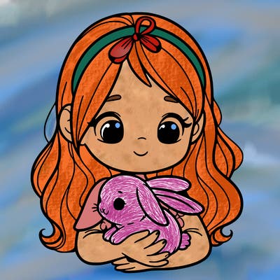 a girl with a bunny in her hands