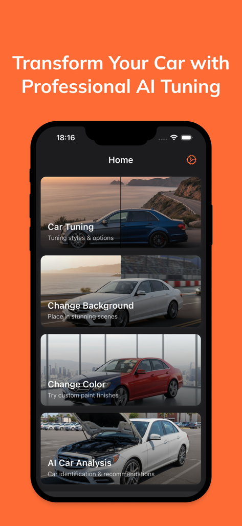 Tuning App: Ai Car Designer - Interface of Tuning App Ai Car Designer showing main features for vehicle customization
