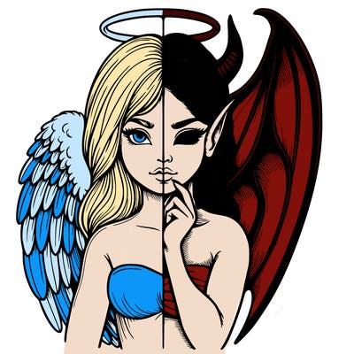 realistic angel half demon