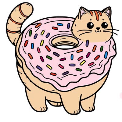 cat turned into donut