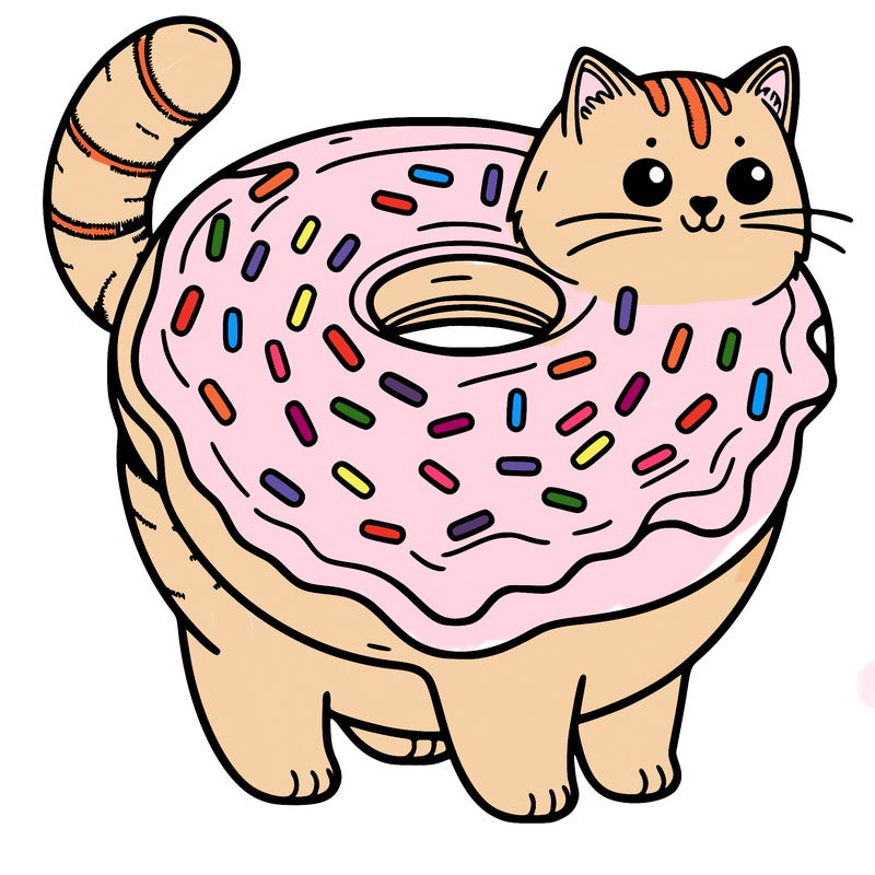 cat turned into donut