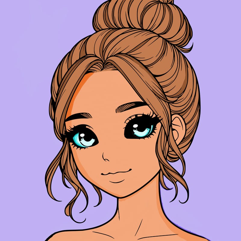 realistic pretty girl with hair in bun