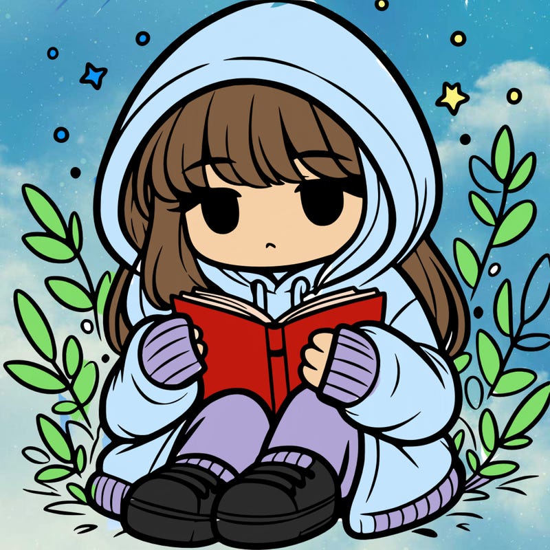 girl in oversized hoodie reading a book