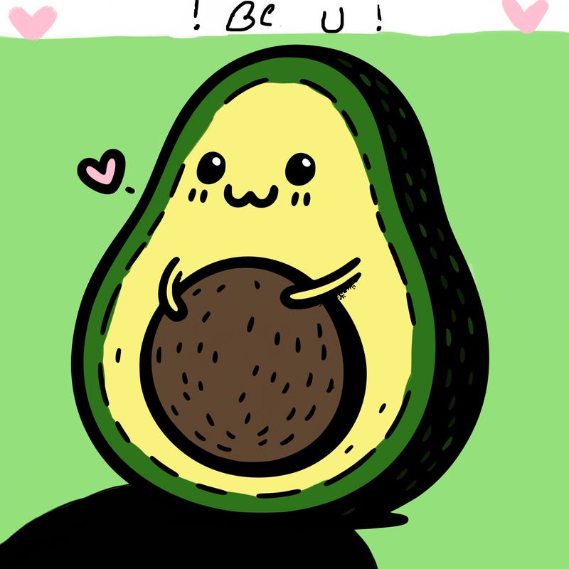 an avocado hugging an avocado