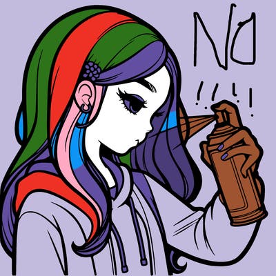 a realistic girl spray painting