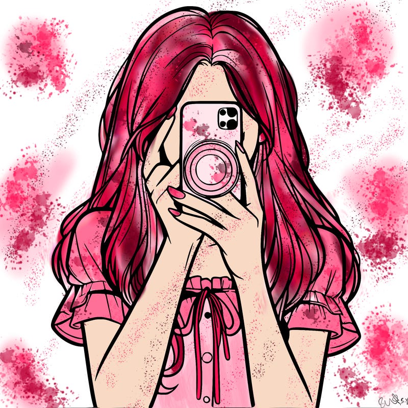 a realistic girl holding her phone taking pictures