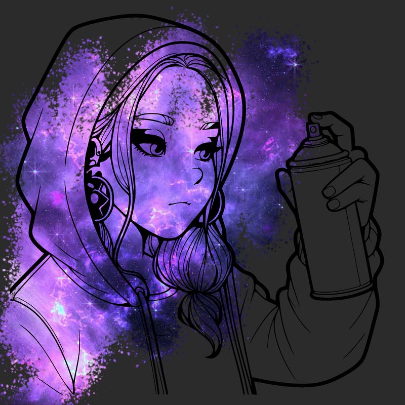 a realistic girl, spray painting