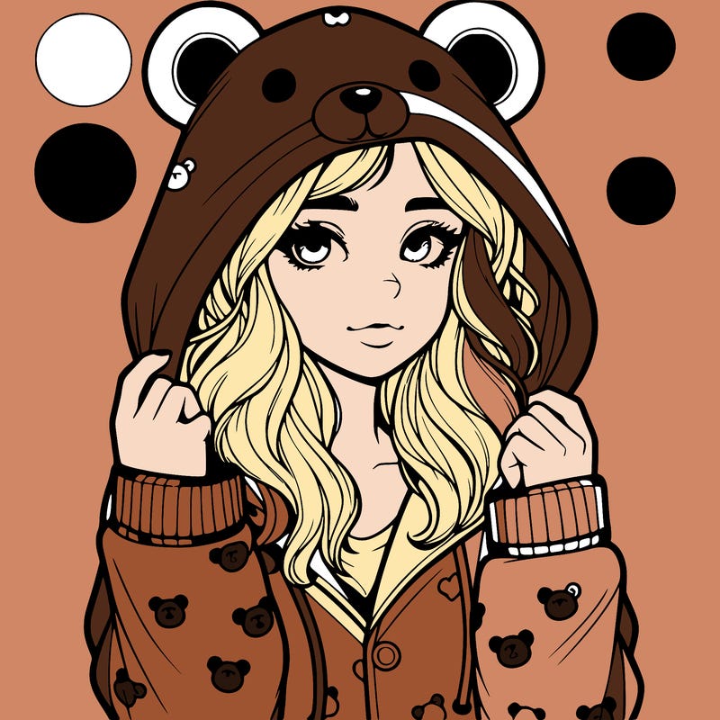 realistic girl in a animal pjs hoodie