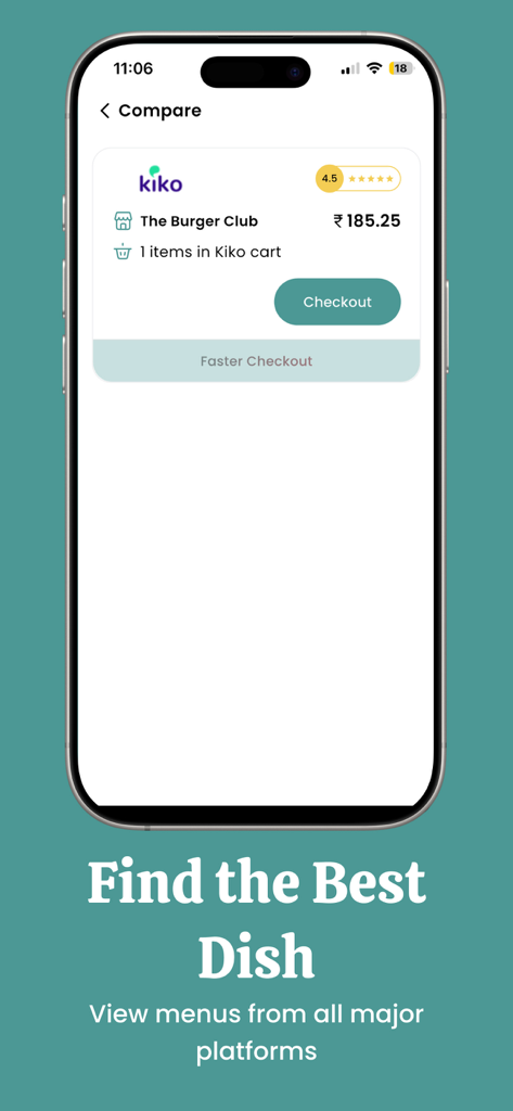 GetDirect mobile app interface showing food price comparison for The Burger Club restaurant