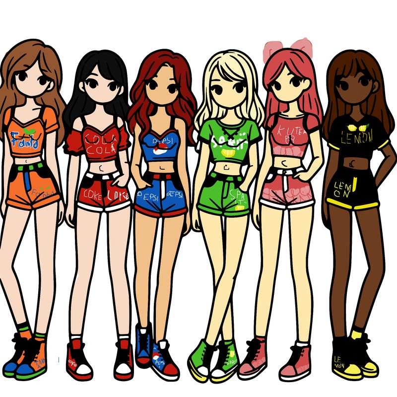 a group of girls wearing crop tops and shorts