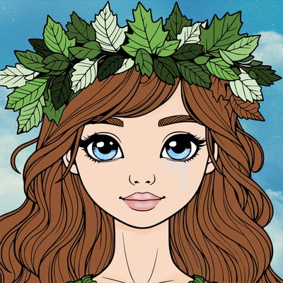 realistic girl with fall leaf crown