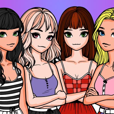 four realistic girls