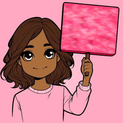 realistic girl holding up a sign