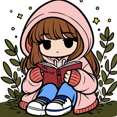 girl in oversized hoodie reading a book