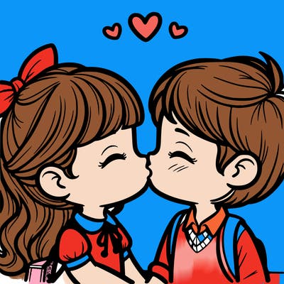 boy and girl kissing